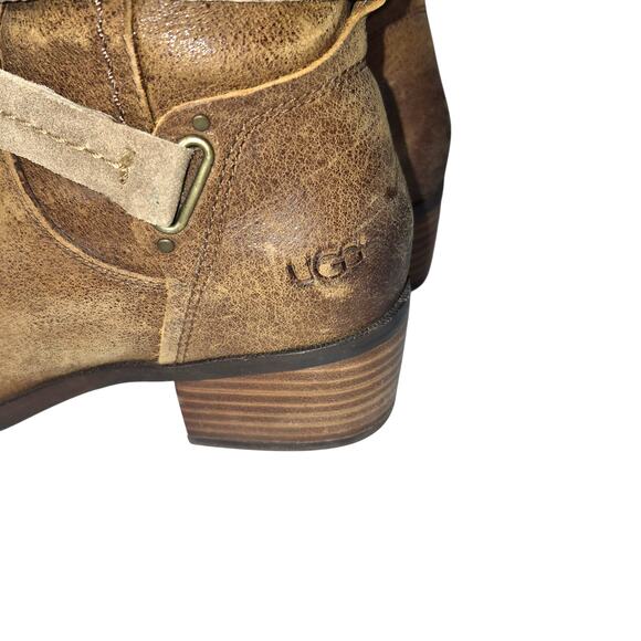 Vintage UGG Darcie Tall Riding Boots Distressed Leather Lined Suede Straps US8 - Picture 4 of 8
